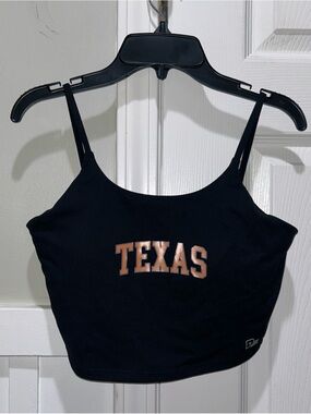 Hype & Vice Texas Longhorns Black Texas Cropped Tank Top - Women's